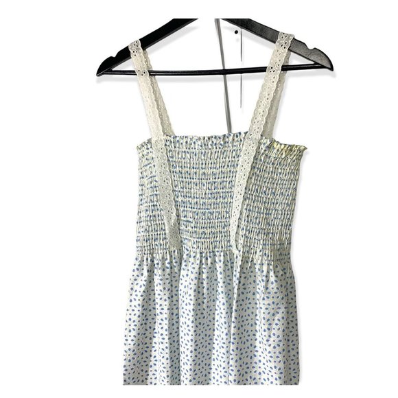 Vintage 70s Handmade Eyelet Pattern Sleeveless Maxi Dress Medium - Picture 2 of 11